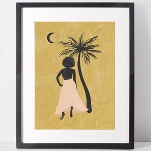 Wall Art Bohemian Woman Silhouette Celestial Print Poster Illustration Unframed
